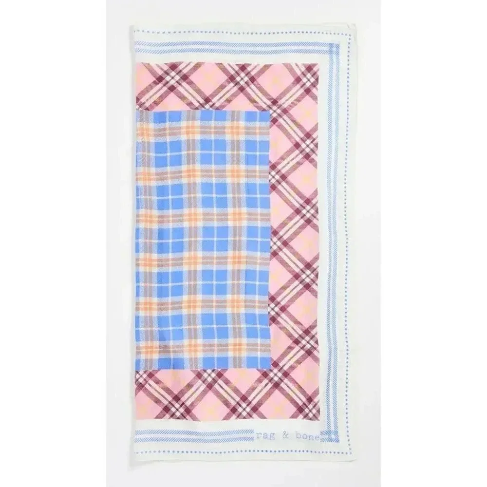 Rag & Bone Women's Pink Plaid 90 Scarf 90x90cm (MSRP $150)